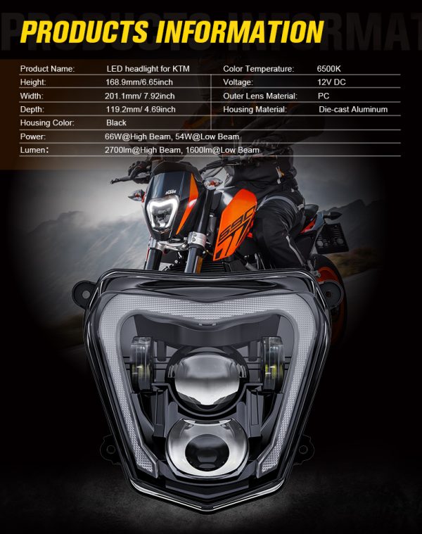 2012-2019 KTM Duke 690 Led Scheinwerfer 2013-2017 Duke 690 R Led Scheinwerfer – Bild 3